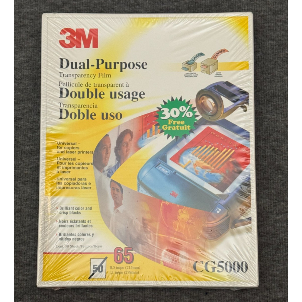3M Multipurpose Transparency Film Clear 8.5x11” 65 Count Inkjet Laser Copier